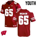 Youth Wisconsin Badgers NCAA #65 Tyler Beach Red Authentic Under Armour Stitched College Football Jersey MI31V73IC